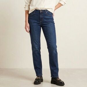 LL Bean Classic Fit Dark Wash Blue Denim Straight Leg Jeans Size 14 Tall 2009